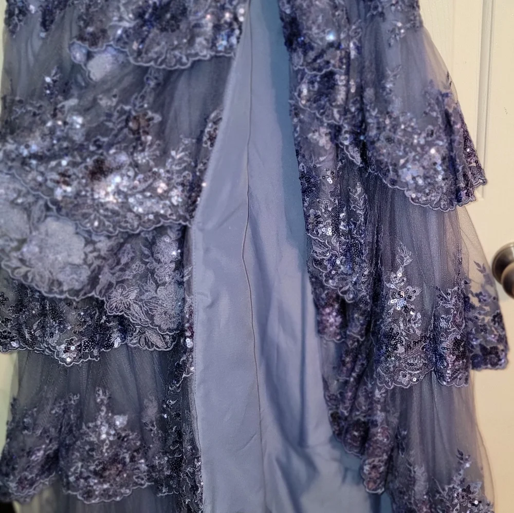 Sherri Hill Lavender Sequin One-Shoulder Evening Gown